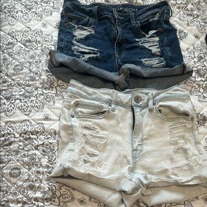 American Eagle Outfitters Blue and Light Gray Jean Shorts